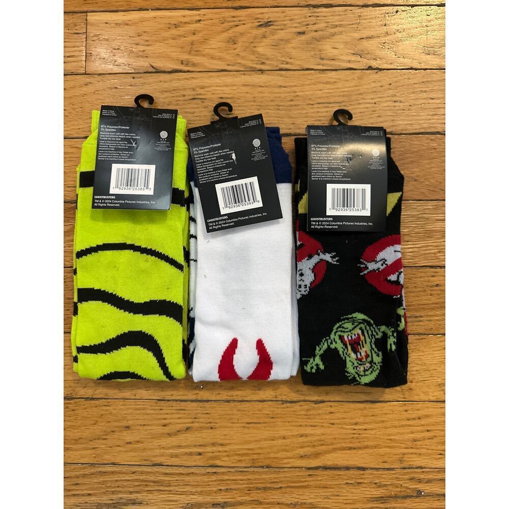 NEW 3pk Ghostbusters Novelty Socks, Size 6-12, Slimer, Stay Puft Marshmallow Man - Picture 5 of 5